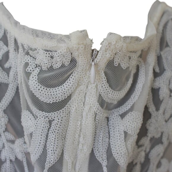 R&M Richards White Sequin Lattice Godet Gown 14W NWT's "Downton Abbey" - Picture 13 of 17
